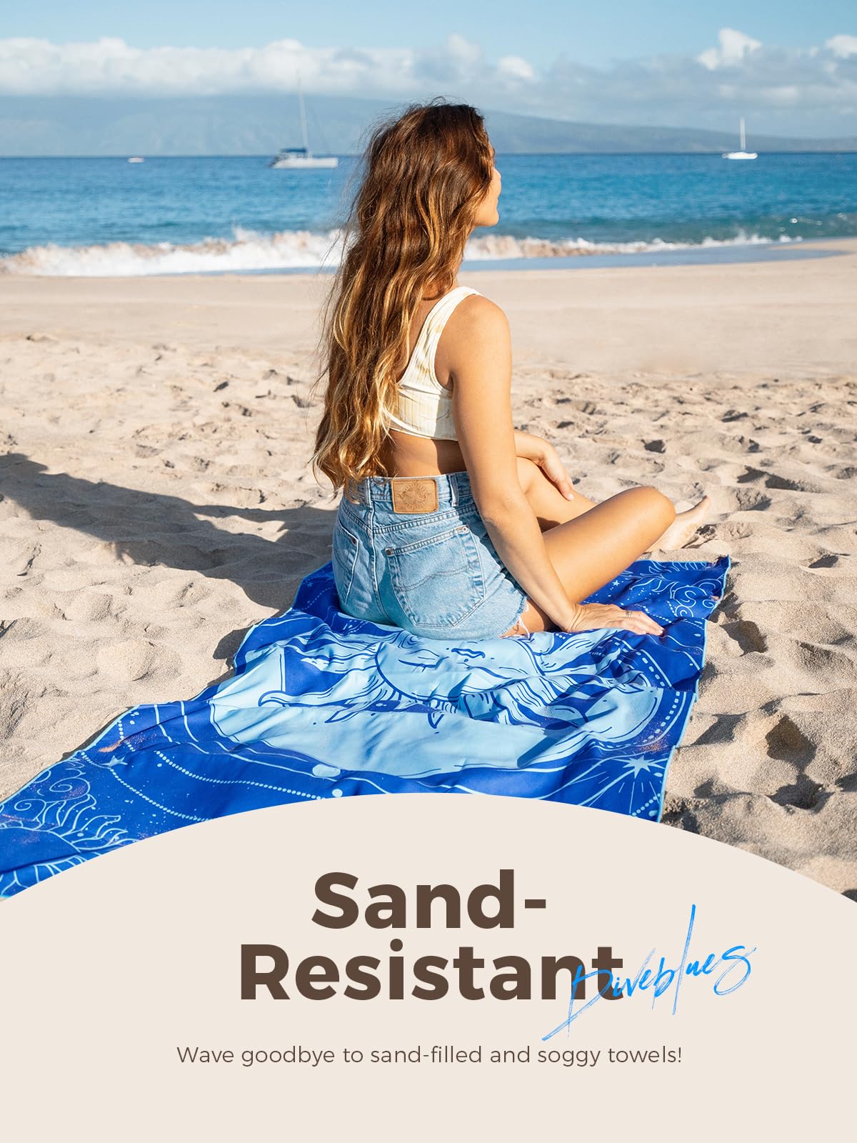 Diveblues Microfiber Beach Towel Fast Drying, Extra Large 79" x 57" Sand Free Beach Towel Super Lightweight Towels for Swimming Pool, Camping, Picnic