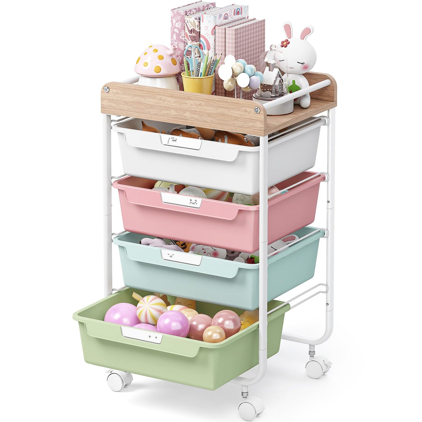 SYKIARIOL 4-Drawer Storage Trolley Rolling Cart
