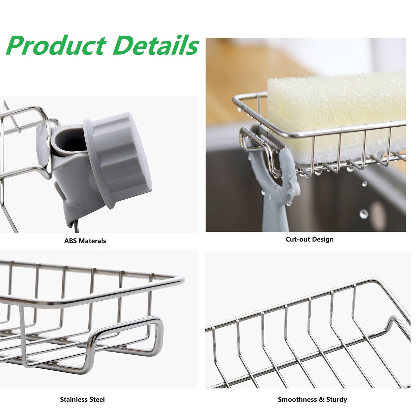 Beilala Bathroom Shower Caddy No Drill, 2 Pack Shampoo Soap Holders Stainless Steel Fauce Rack Kitchen Sink Organiser Bathroom Tidy Accessories Rust