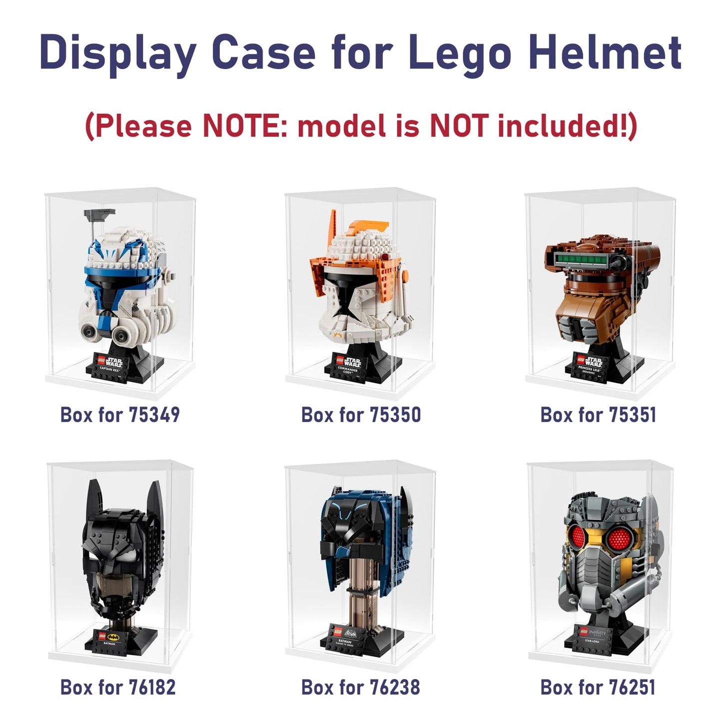 Nynelly Acrylic Display Case for Lego Star Wars Helmet for Lego Captain Rex Helmet Models Figures