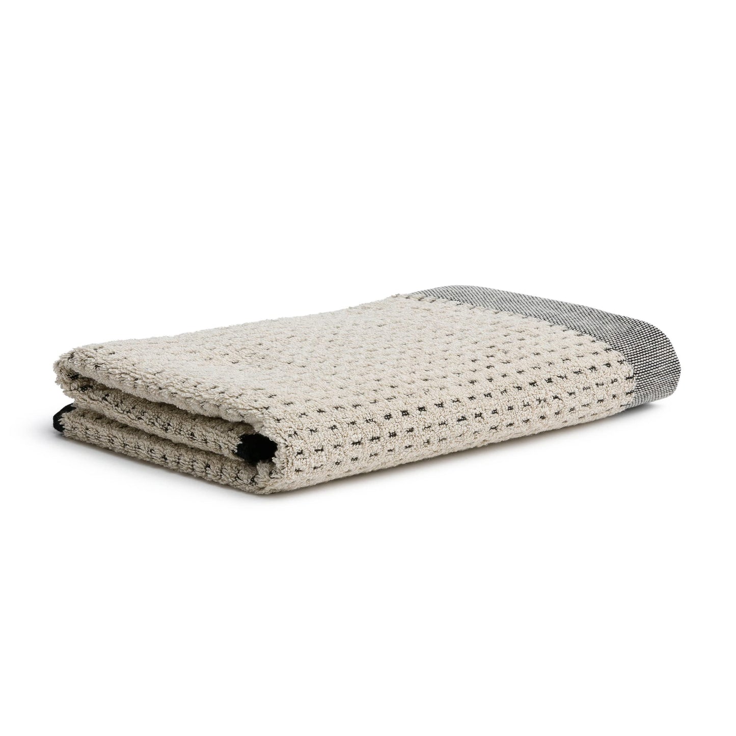 m?ve Eden shower towel structured piqu?e with looped hem 80 x 150 cm made of 80% cotton / 20% linen, nature / black