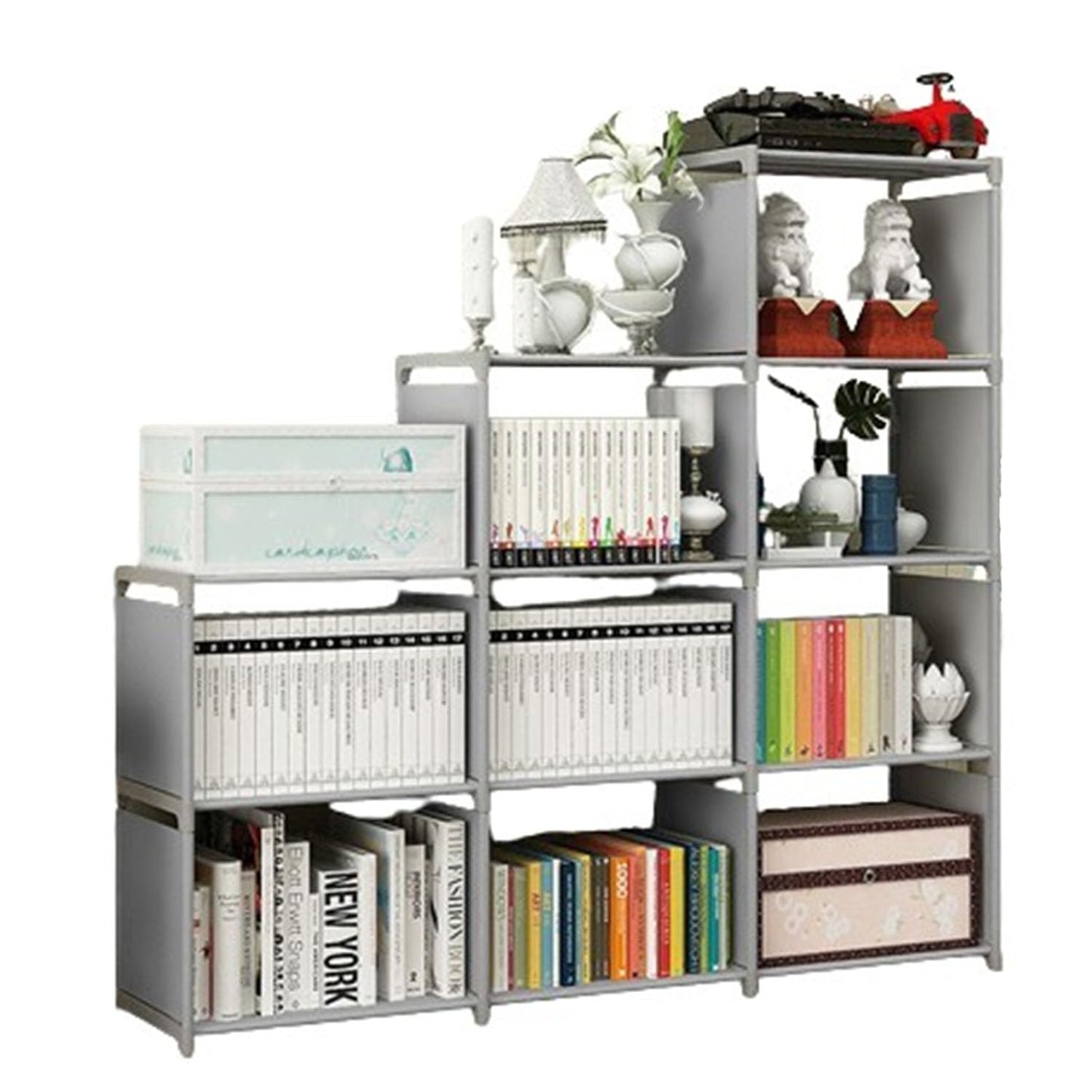 Cube Storage Unit With 9 Compartments, Open Book Shelf Organiser for Family Study, Living Room Shelves for Books, Shoes, Toys, Clothes and Tools