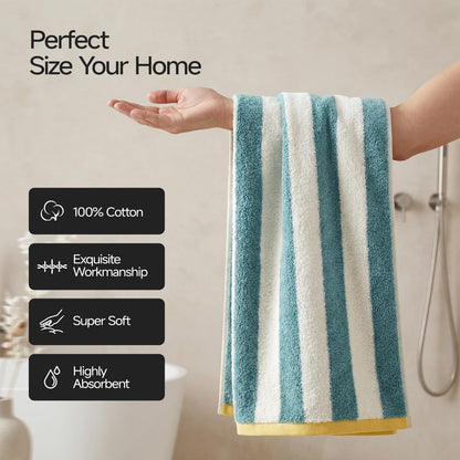 REDKISS 3 Pack Striped Hand Towels for Bathroom - 100% Cotton Decorative Hand Towel Set, 32x72cm, Soft Absorbent and Quick-Dry Towels for Bathroom