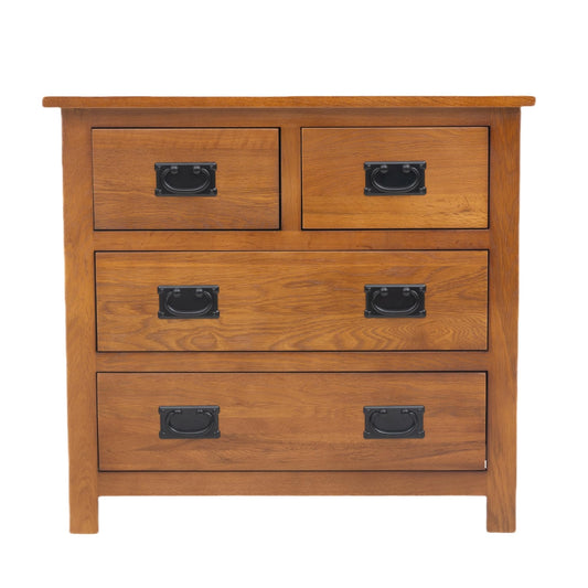 Kemtpase Four drawers Bedroom Furniture OAK Wooden Bedside Table Classic Nightstand Two Big Drawers Plus Two Small Drawers Cabinet Furniture