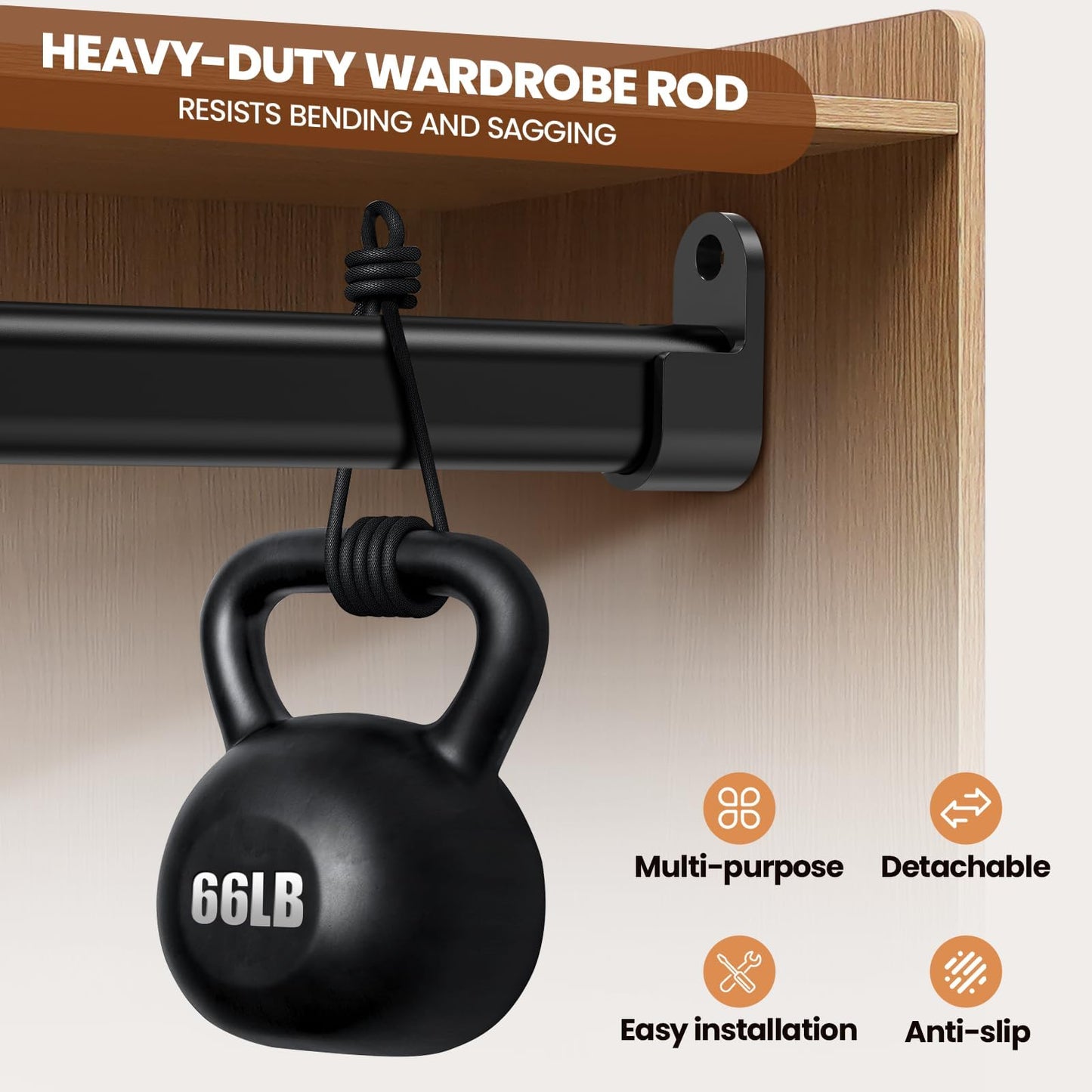 Wardrobe rail,28MM Extendable clothes rail 42 to 101 CM, Hanging Pole