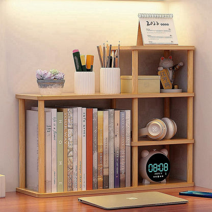 Dreamhousey Desktop Multilayer Bookcase Storage Shelf, Large Capacity Solid Wood Storage Wall on Desk, Student Easy Organising Rack