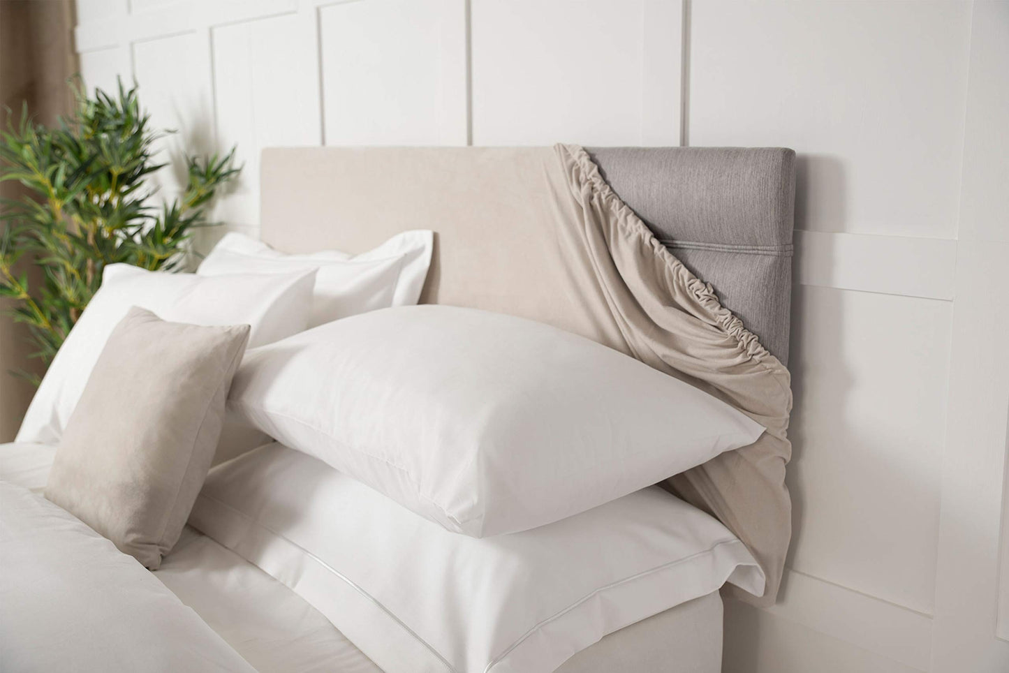 Belledorm Faux Suede Headboard Cover (Linen, Double)