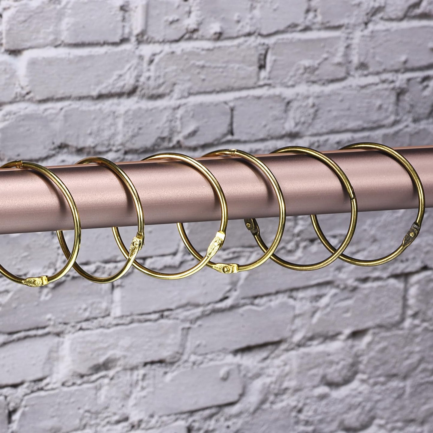 sourcing map Shower Curtain Rings,15pcs - Carbon Steel Round Snap Shower Curtain Hooks, 1.5 Inch Loose Leaf Binder Rings for Shower Curtain Rods