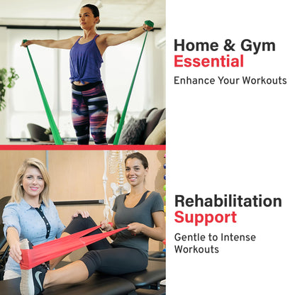 Flexil Resistance Band | 45.5M | Latex-Free |Red |Medium Strength | Home Gym Equipment Strength Training and Physical Therapy - Tension Level Medium