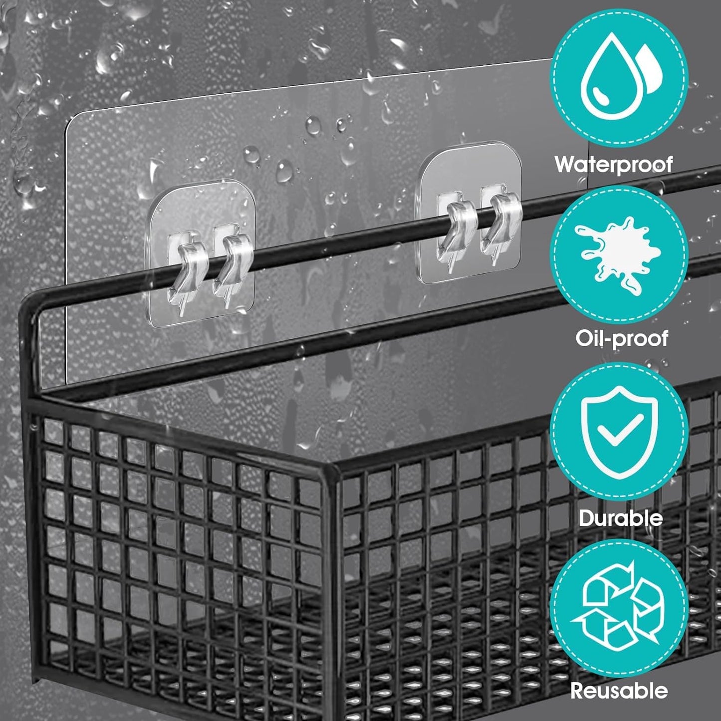 Shower Caddy Adhesive Hooks Replacement - 6 pack Double Claw Wall Hooks - Corner Shower Caddy Adhesive Sticker Hooks,Strong Adhesive Hooks