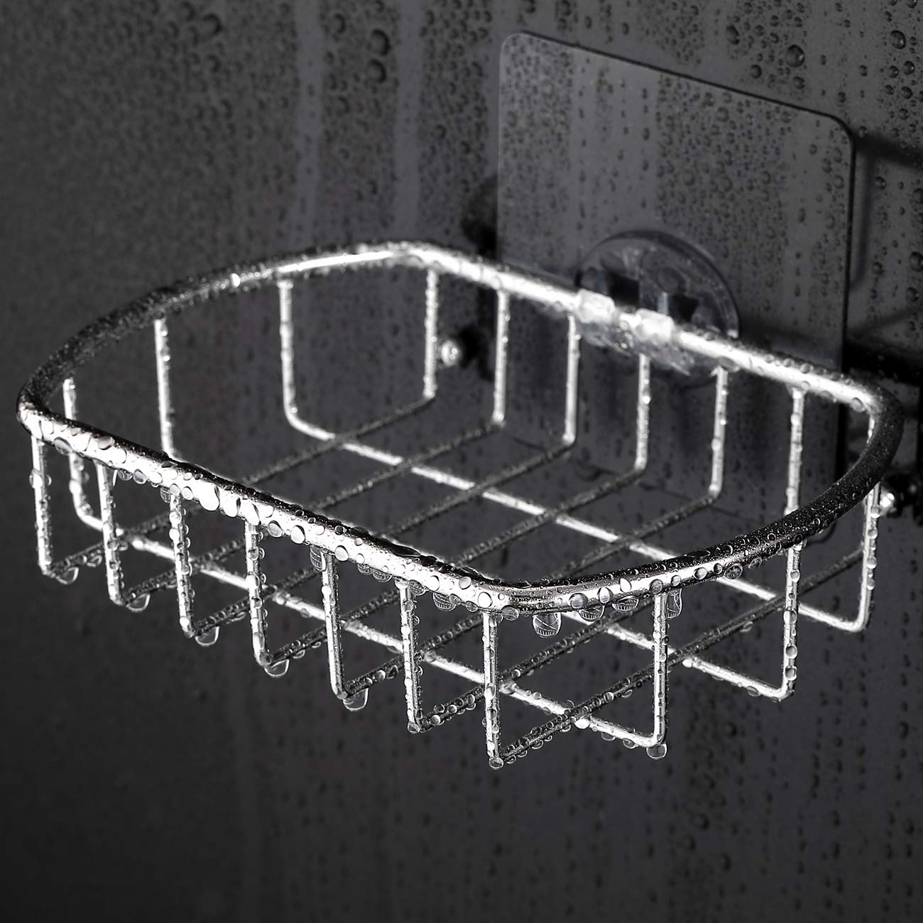 MaxHold Traceless Self Adhesive Soap Dish, Stainless Steel Soap Basket Never Rust, Bathroom Shower Caddy, Kitchen Sponge Holder