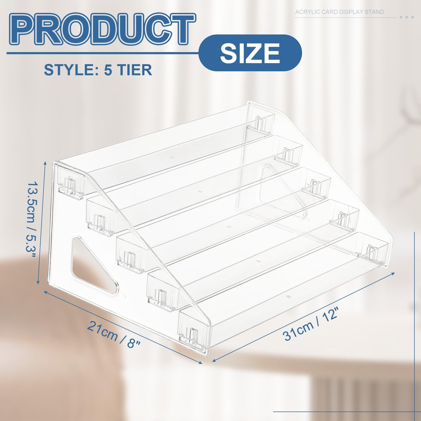 PATIKIL 5 Tier Acrylic Card Display Stand, Portable Postcard Rack Holder Organizer Versatile Display for Trading Cards Baseball PSA Stickers Stamp