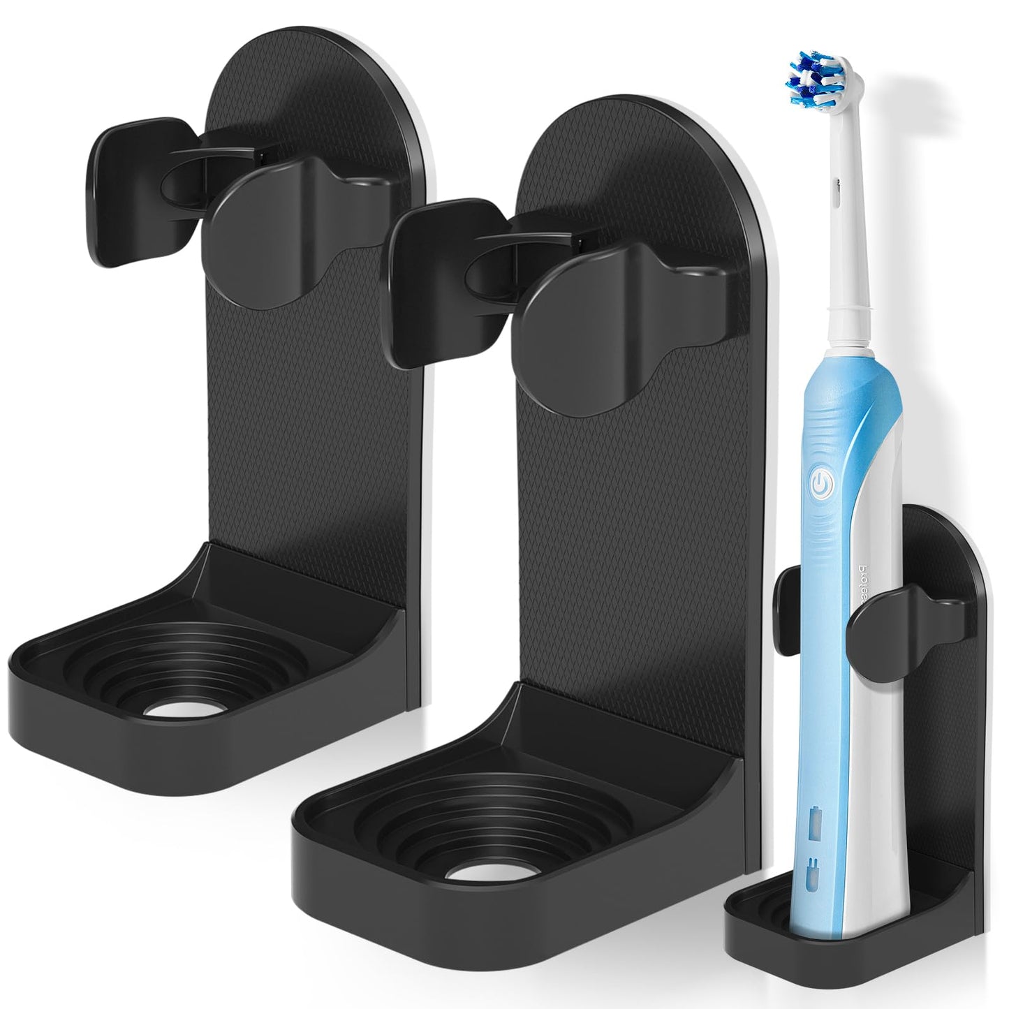 HOMMAND 2 Pack Electric Toothbrush Holder, Strong Adhesive Electric Toothbrush Holder Wall Mounted