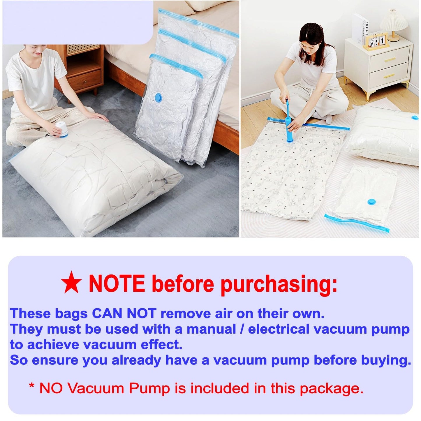 JZK 2-Pack 100x130cm Jumbo Vacuum Storage Bags For King Size Duvet Quilt