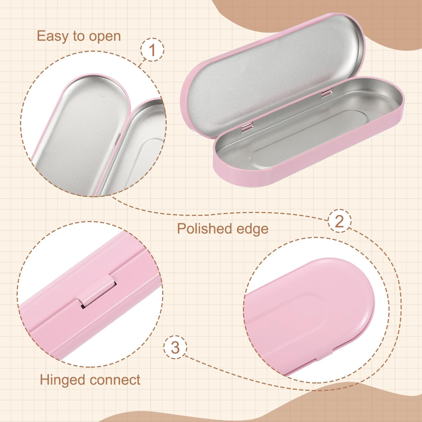 sourcing map 2Pcs Metal Tin Box Container, 6.9x2.4x0.7 Oval Empty Hinged Lid Box with Self Adhesive Colored Sticker