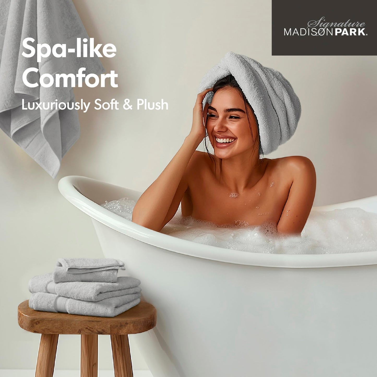 Madison Park 800GSM Bathroom Towel Set of 8 100% Cotton Bath Towel Set for Bathroom Luxurious Highly Absorbent 2 Bath Towels 2 Hand Towels 4