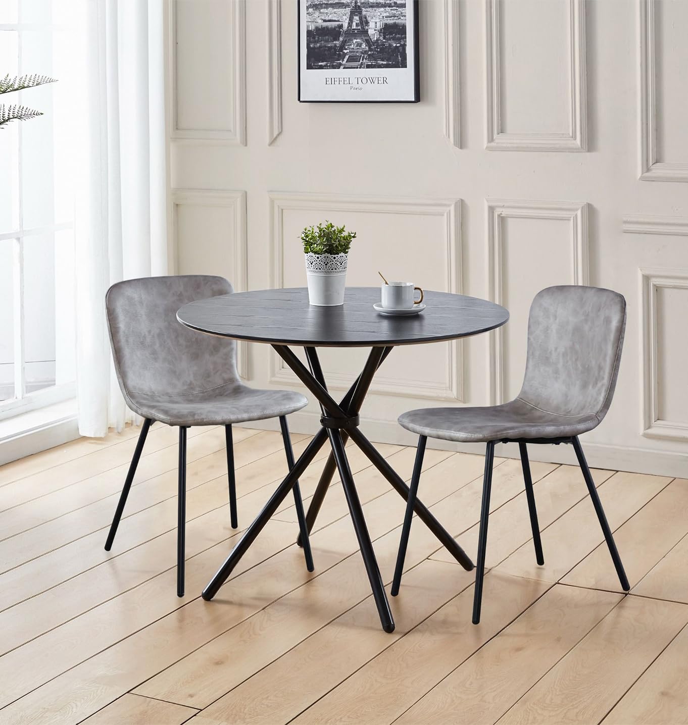Hallowood Furniture Cullompton 90cm Round Dining Table and Chairs Set 2