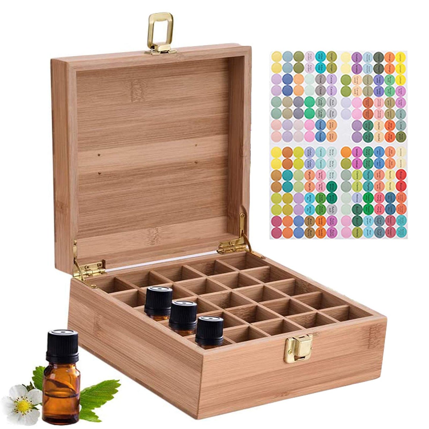 Better Quality than Pine - 25 Slots Bamboo Essential Oil Organizer - Holds 5 10 15 ml Aromatherapy Bottles