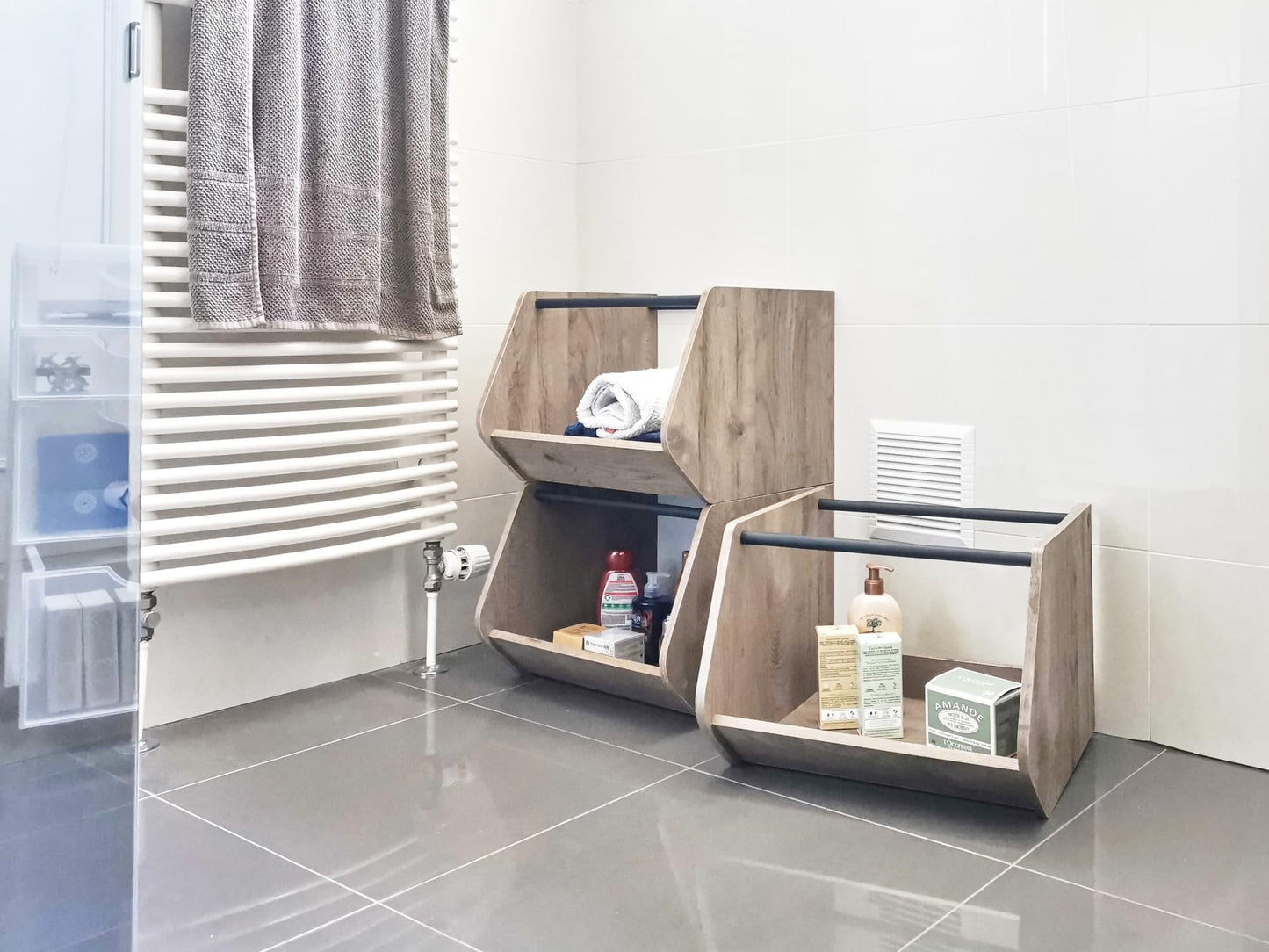 Iris Ohyama, Étagère, Boîte de rangement en bois, Meuble d'appoint,1 porte rabattable, Empilable, Solide, Cuisine, Chambre, Salon