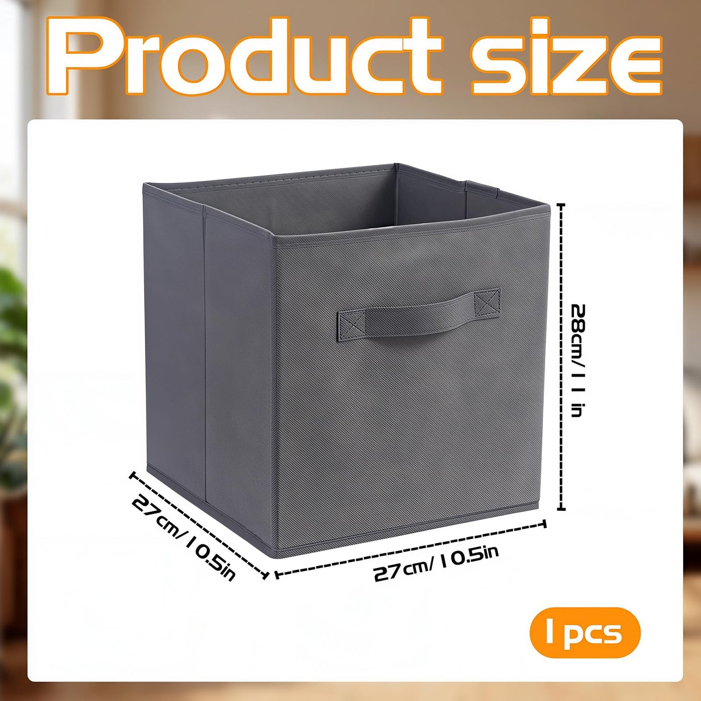 Resszo Cube Storage Boxes 27x27 Cubes Storage Cubes with Handles, Fabric Storage Boxes Foldable Storage Baskets for Closet Shelves Bedroom Organizing