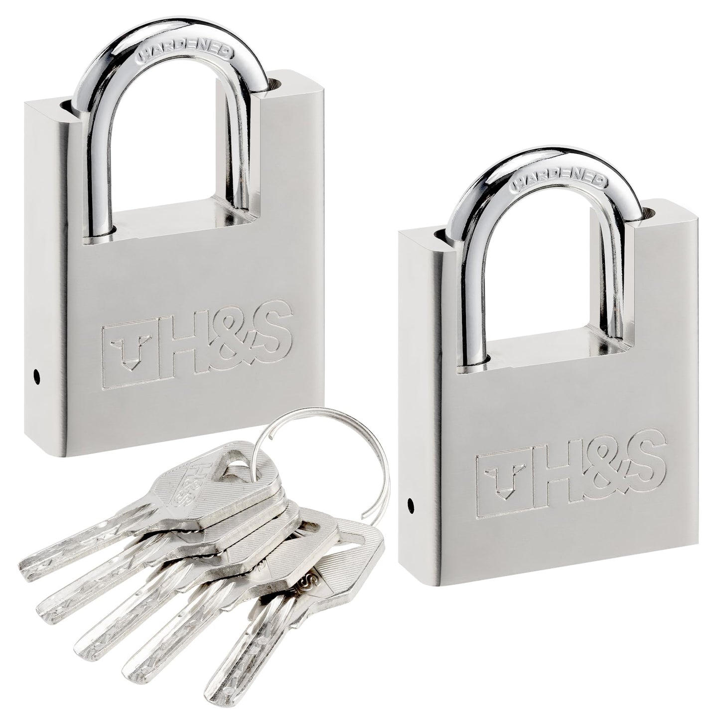 H&S High Security Padlocks with Keys Outdoor - Heavy Duty Waterproof 60mm (2.4") 2 Padlock & 5 Key Set - Pad Lock for Outdoor Ideal for Warehouse