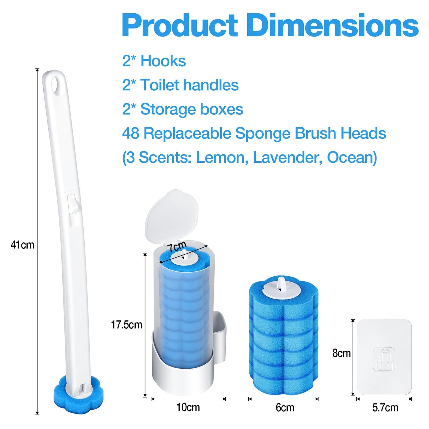 ANOMM Toilet Wand Kit 2 Pack with 48 Replacement Heads & 2 Extended Handles