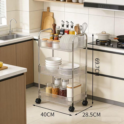 Multibao 2/3/4 Tier Storage Trolley on Wheels - Acrylic Shelf Cart for Bathroom, Spa, Salon Beauty 3 Tier 40 * 28.5 * 69.7cm
