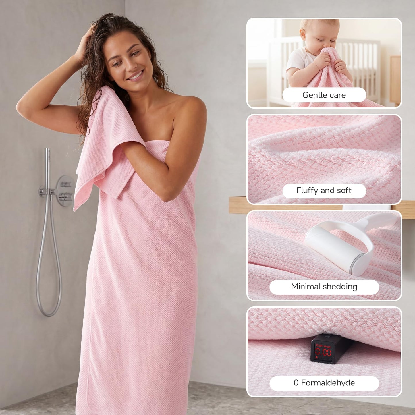 REDKISS 6 Pack Microfibre Towels set-450g/m²,Super Absorbent Towel for Bath