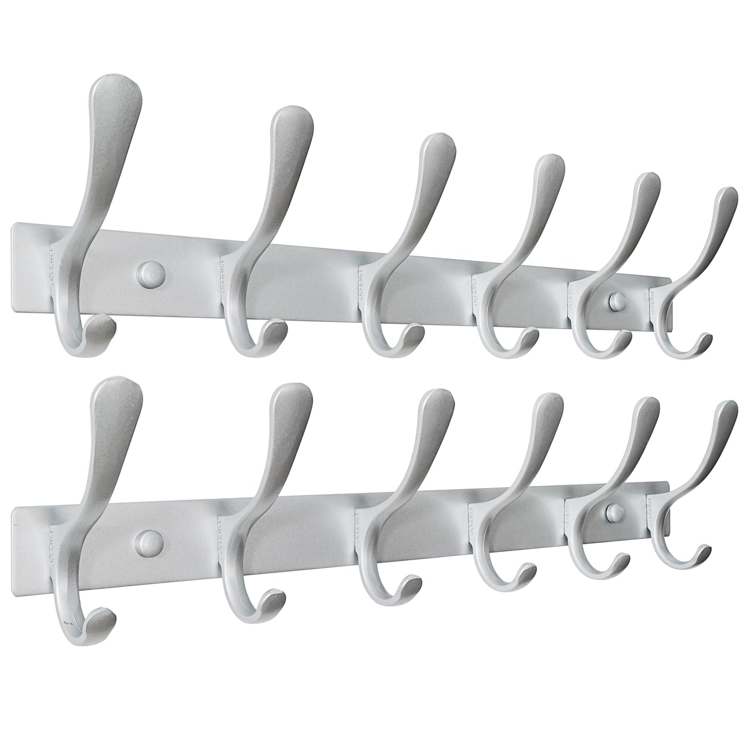 SKOLOO Coat Rack Wall Mounted - 6 Hooks, Pack of 2, Heavy Duty, Stainless Steel, Metal Wall Coat Hanger, Sturdy Wall Hooks for Hanging Coat, Jacket
