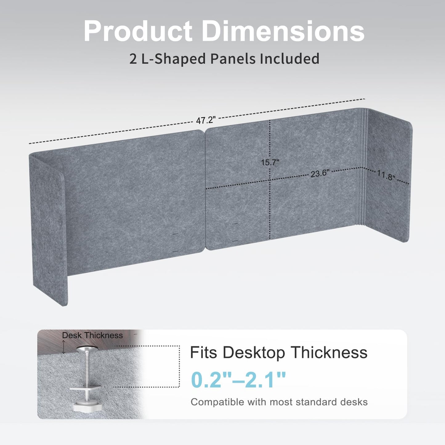 Desk Privacy Panel,2PCS,2-in-1 Soundproofing for Office,School & Home(Gray)