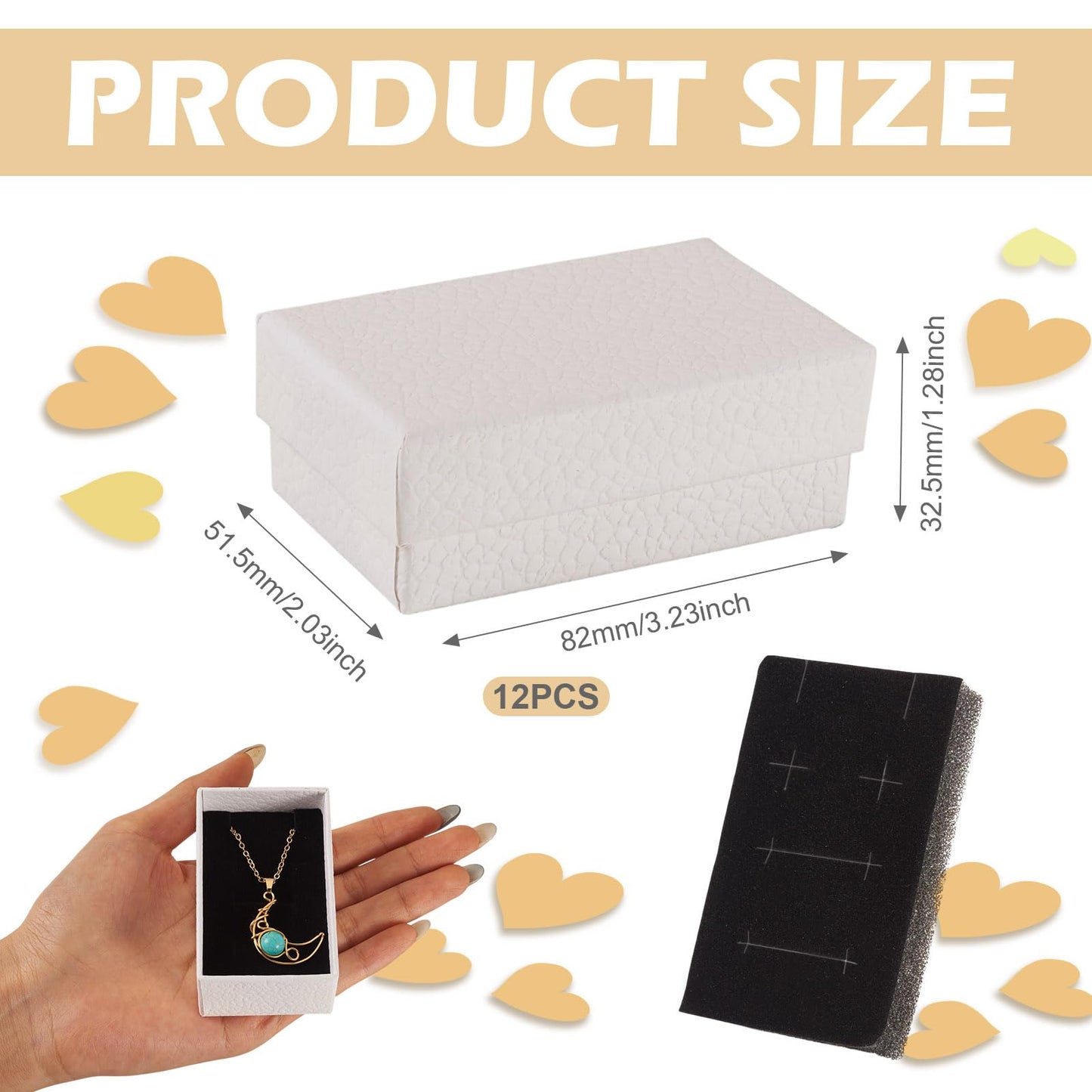 Craftdady 12pcs White Gift Box Cardboard Jewelry Box with Sponge Rectangle Jewellery Packaging Storage Boxes for Rings Bangle Bracelet Earring