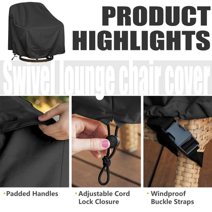 Outdoor Swivel Lounge Chair Cover 4 Pack, Fits 39" L 37" W 38" H Lawn Patio Chairs, 420D Tear-Resistant, UV Resistant, Waterproof for Furniture