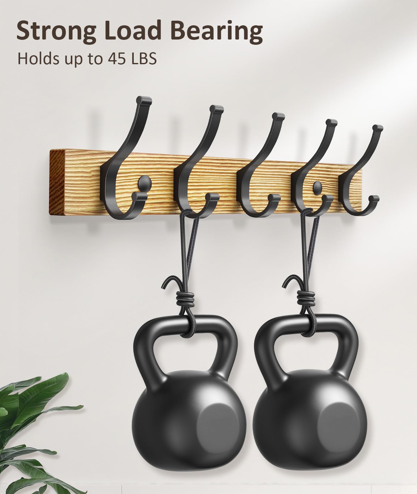 Optish Coat Hooks Wall Mounted, Heavy Duty Coat Hooks for Wall Wooden Coat Rack Wall Mounted for Entryway, Bathroom