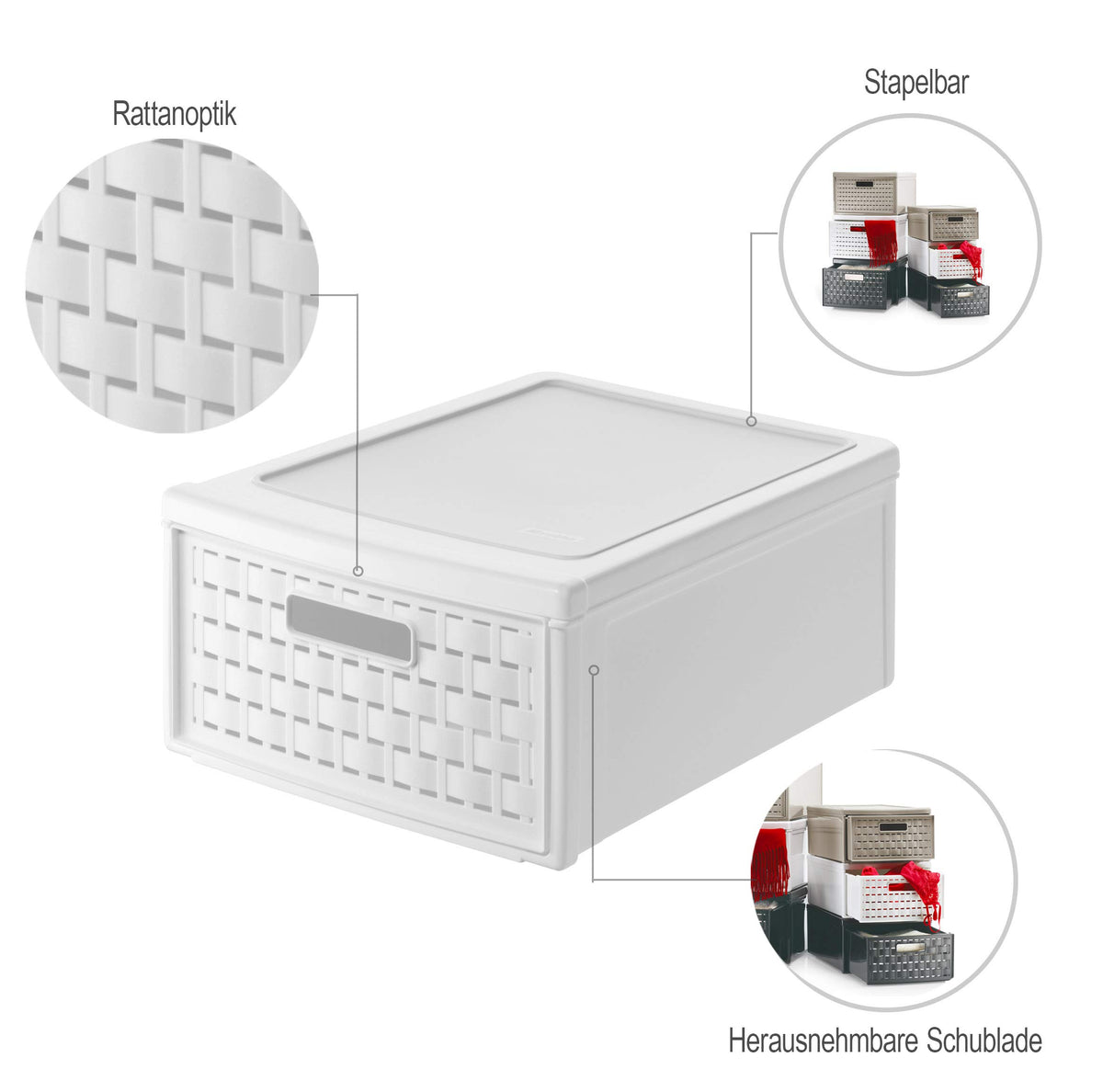 Rotho "Country" Drawer Box Small, White