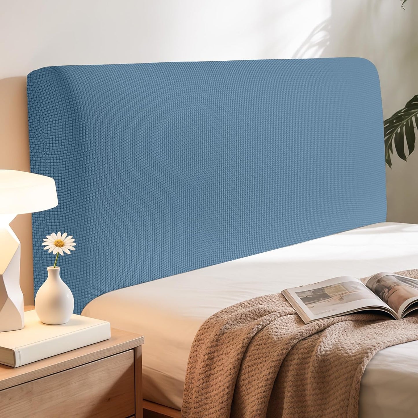 Niuoppy Bed Headboard Cover Fully Wrapped, Stretch Head Board Covers for Single Bed, Beds Headboard Protector Dustproof and Cat Scratch-proof