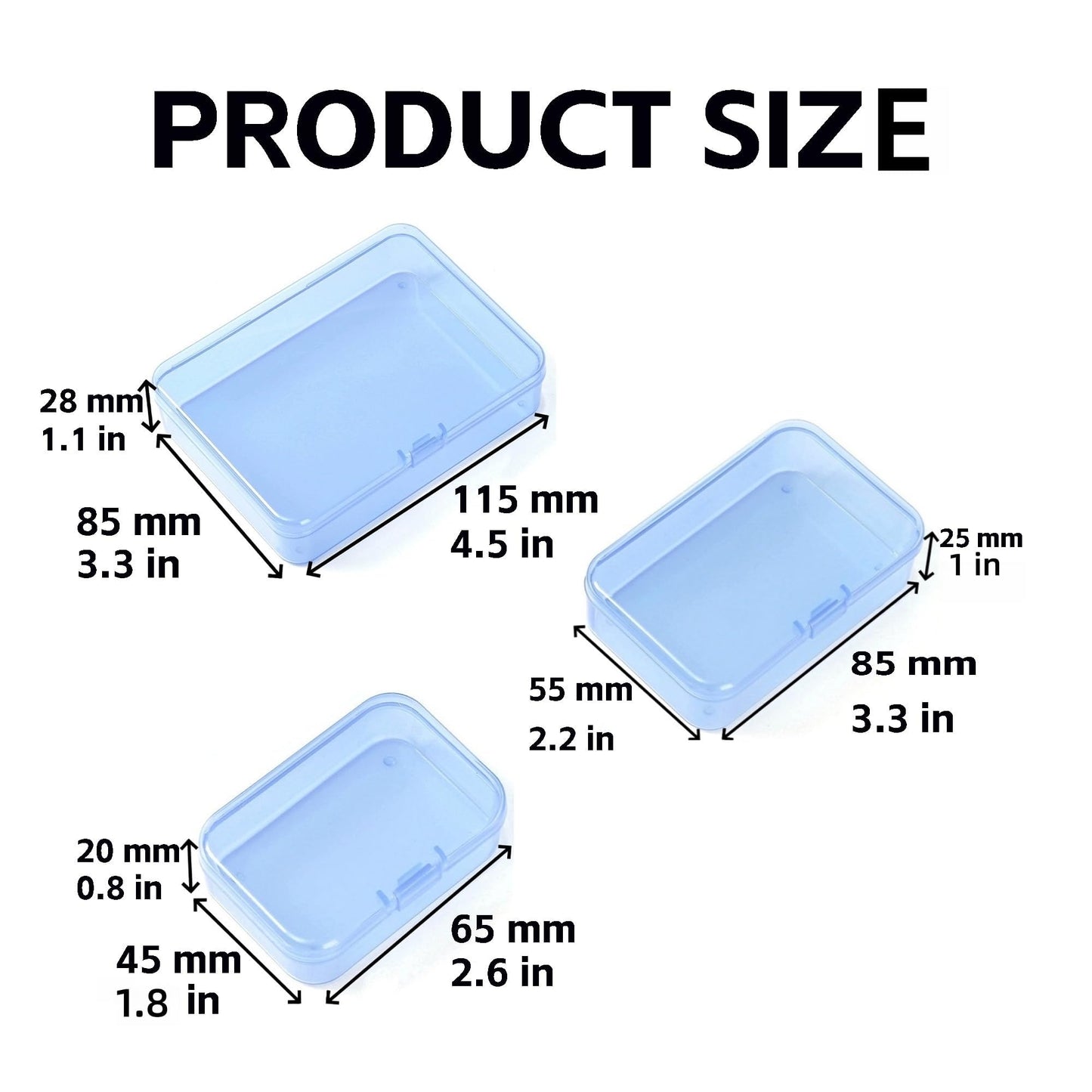 LJY Blue Plastic Storage Boxes with Lids, 36 Pack, 3 Mixed Sizes