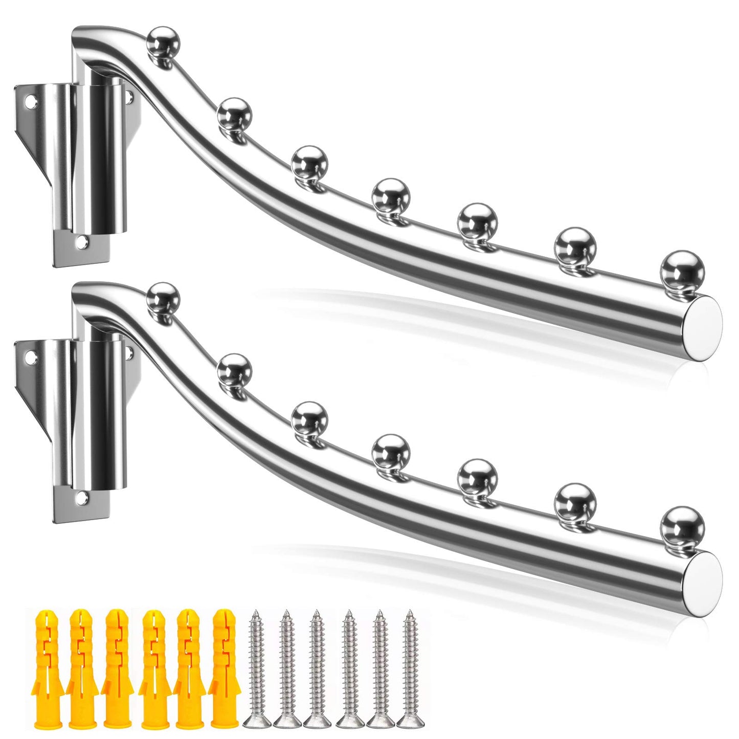 Folding Clothing Rack Wall Mount, Retractable Wall Hangers for Clothes, Space-Saving Stainless Steel Outdoor Indoor Clothing Hanging Rod Heavy Duty
