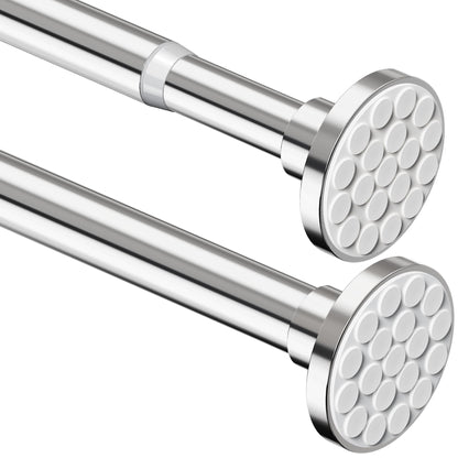 Shower Rail Curtain Pole No Drilling Extendable Curtain Rod for Bathroom,Bedroom,Wardrobe Silver 85-160CM Φ25mm