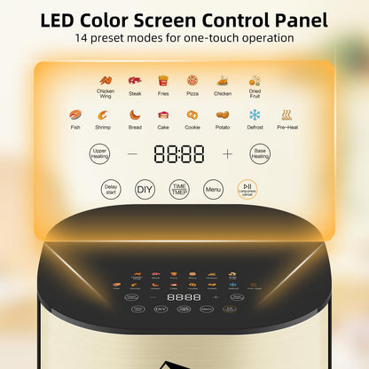 Uten Dual Blaze Air Fryer 5.5L Visual Window, Color Screen, 14 Pre Menus, Delayed Start, Stainless Oil Net, 2 Fast Heaters Independently Controllable,