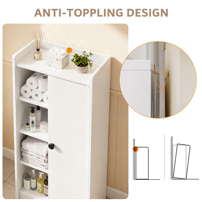 Feonase Bathroom Storage Cabinet, Slim Bathroom Storage Unit with 4 Open Storage Shelves, Adjustable Shelf & Magnetic Door