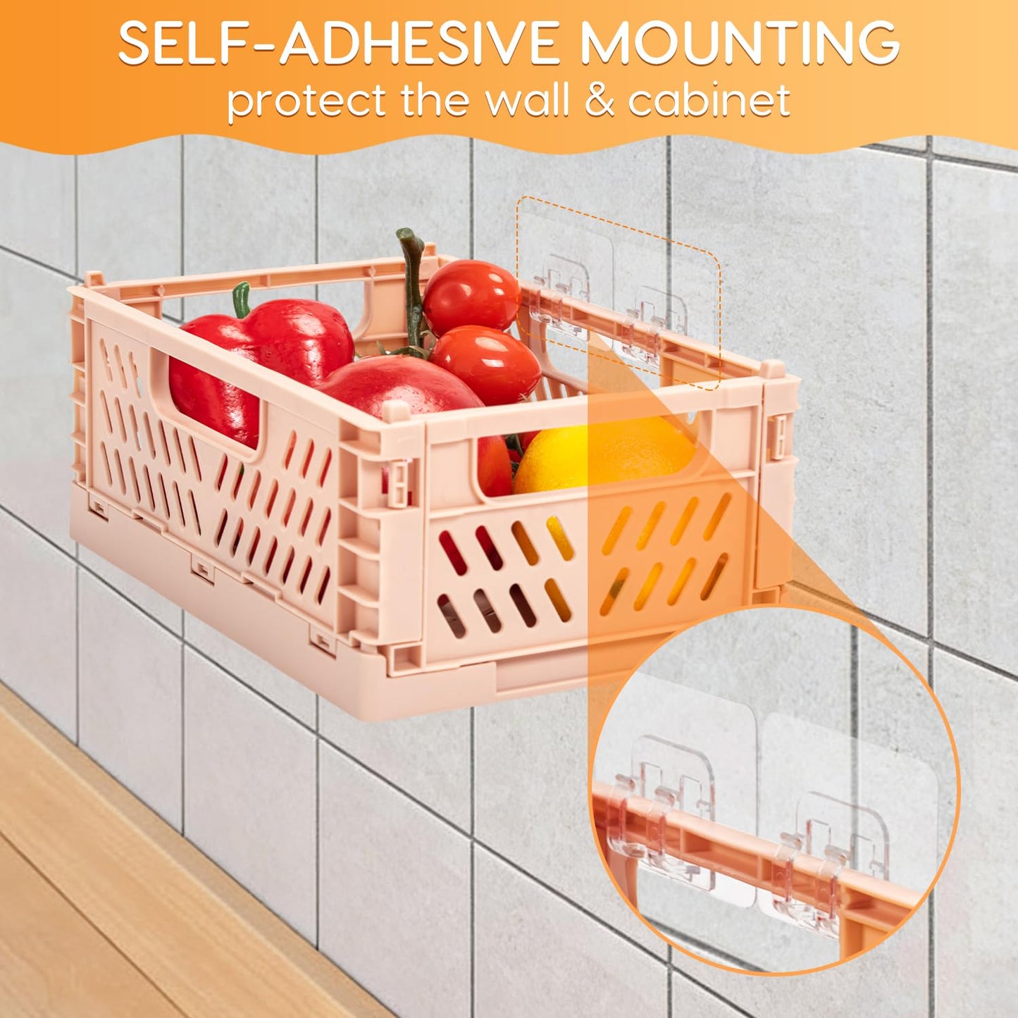 Zouwel Cupboard Storage Organiser, 2Pack Kitchen Cabinet Door Organisers Boxes, Self-Adhesive Foldable Storage & Organisation for Cupboard, Bathroom