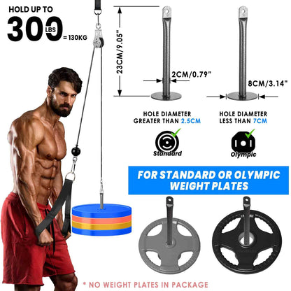 Lyndwin Cable Pulley System Home Gym, 3 in 1 Weight Cable Pulley System with Tricep Rope Straight Bar, Home Gym Machine Equipment for Triceps Biceps