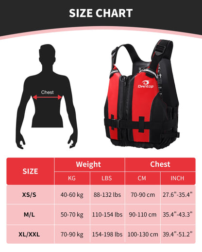 Owntop Buoyancy Aids Adults, Foam Buoyancy Vest Jacket with Crotch Strap Inner Pocket Unisex for Paddleboarding Kayaking Sup Fishing - Red XL/XXL