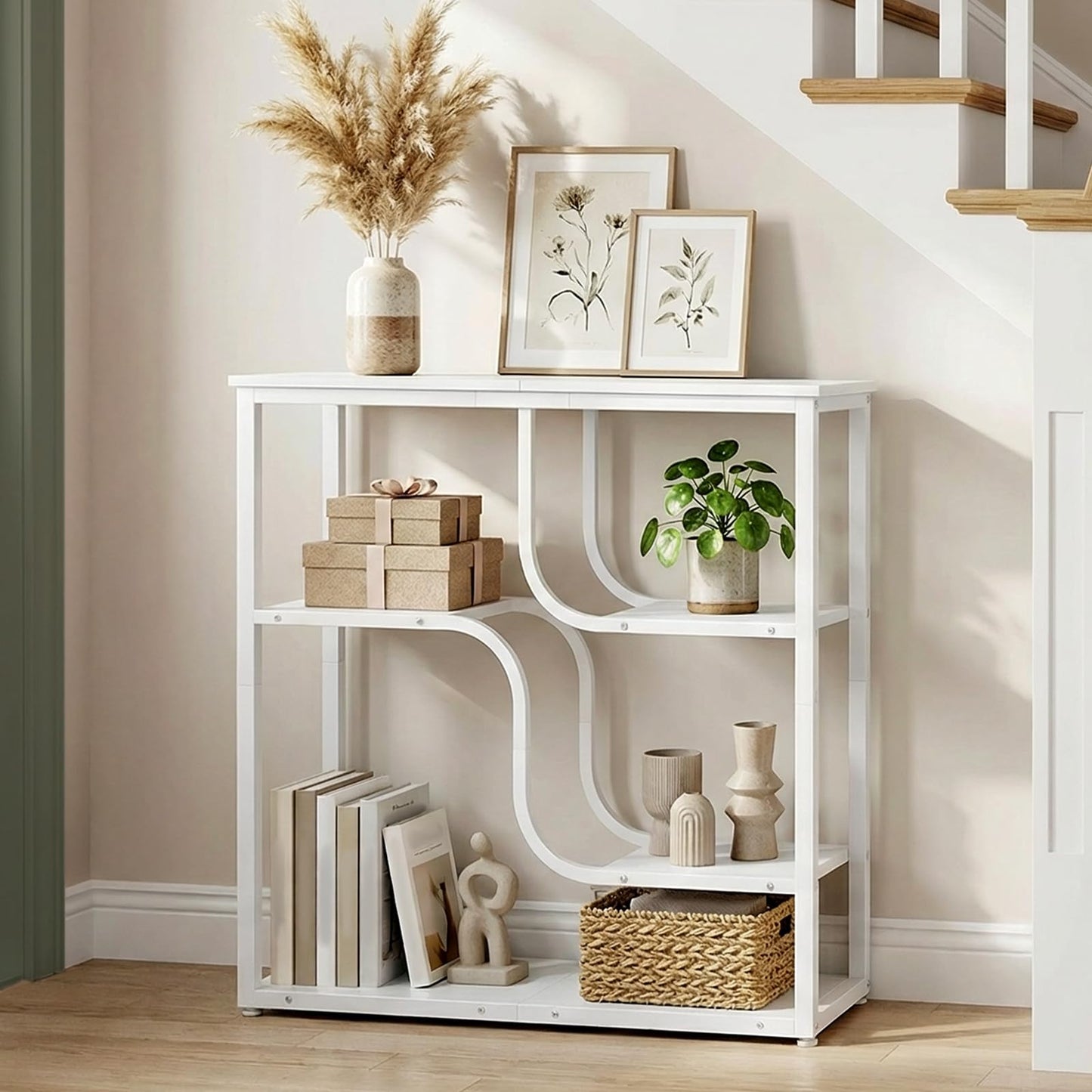 HOOBRO 4-Tier Slim Console Table for Hallway, Narrow Hallway Table with Storage Shelves, Behind Sofa Table for Small Space, living Rooms, Entryway