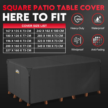 Zettum 167x135x73cm Cover for Garden Furniture Waterproof Rectangular 600D Heavy Duty Outdoor Furniture Covers for Rattan Sofa Table Chair Cover