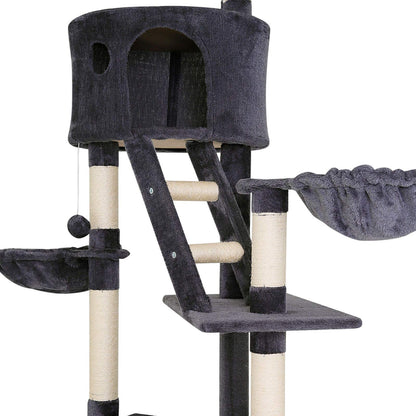 lionto dibea Cat Tree Activity Centre High Ceiling Scratching Post, 240 to 260 cm, Grey