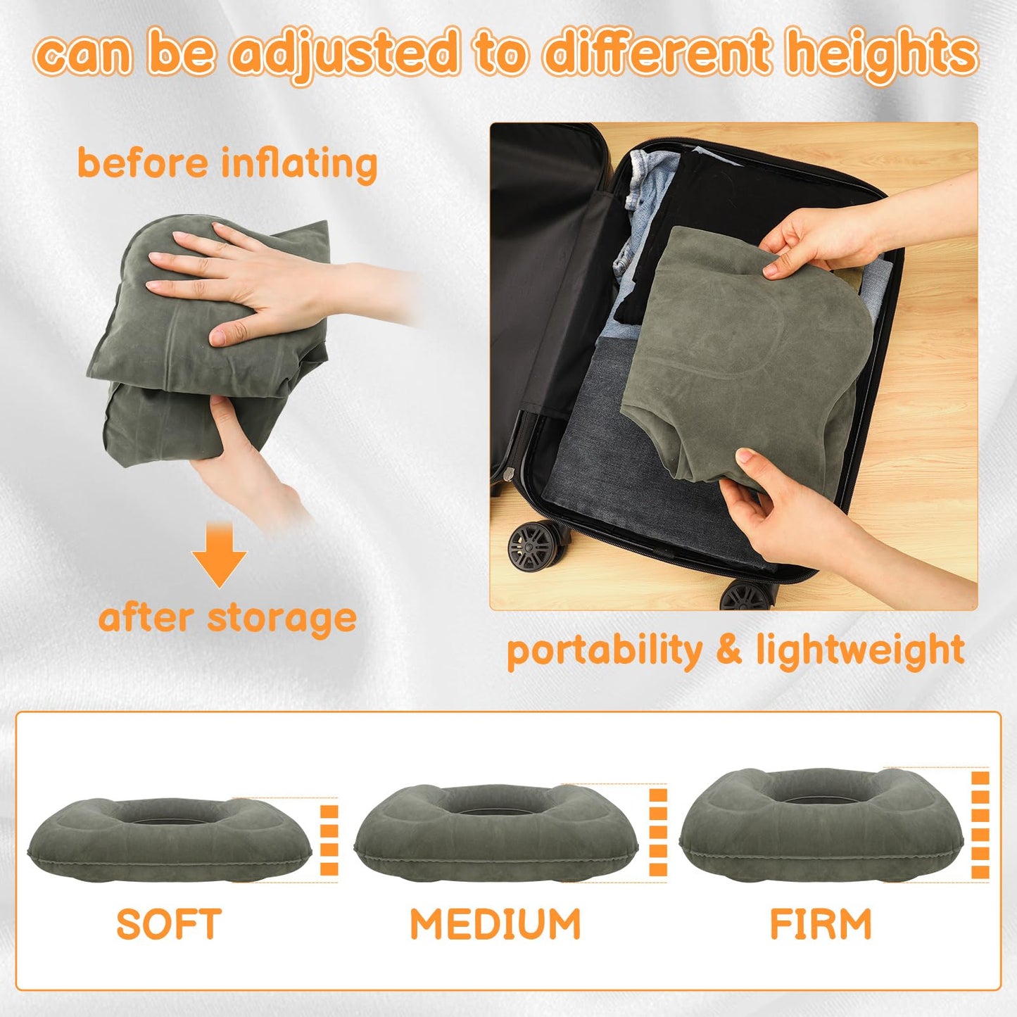 Inflatable Donut Pillow Hemorrhoid Cushion Dark Grey Doughnut Cushion
