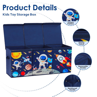Decalsweet Astronaut Extra Large Kids Toy Storage Box with Lid,Foldable Oxford Toy Storage Organizer Box for Boys-963240cm-Lightweight Toy Chest