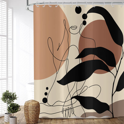 ASDCXZ Boho Style Shower Curtain 180x200 cm, Modern Abstract Art Boho Girl Body Line Bath Washable Shower Curtains Polyester Textile Waterproof