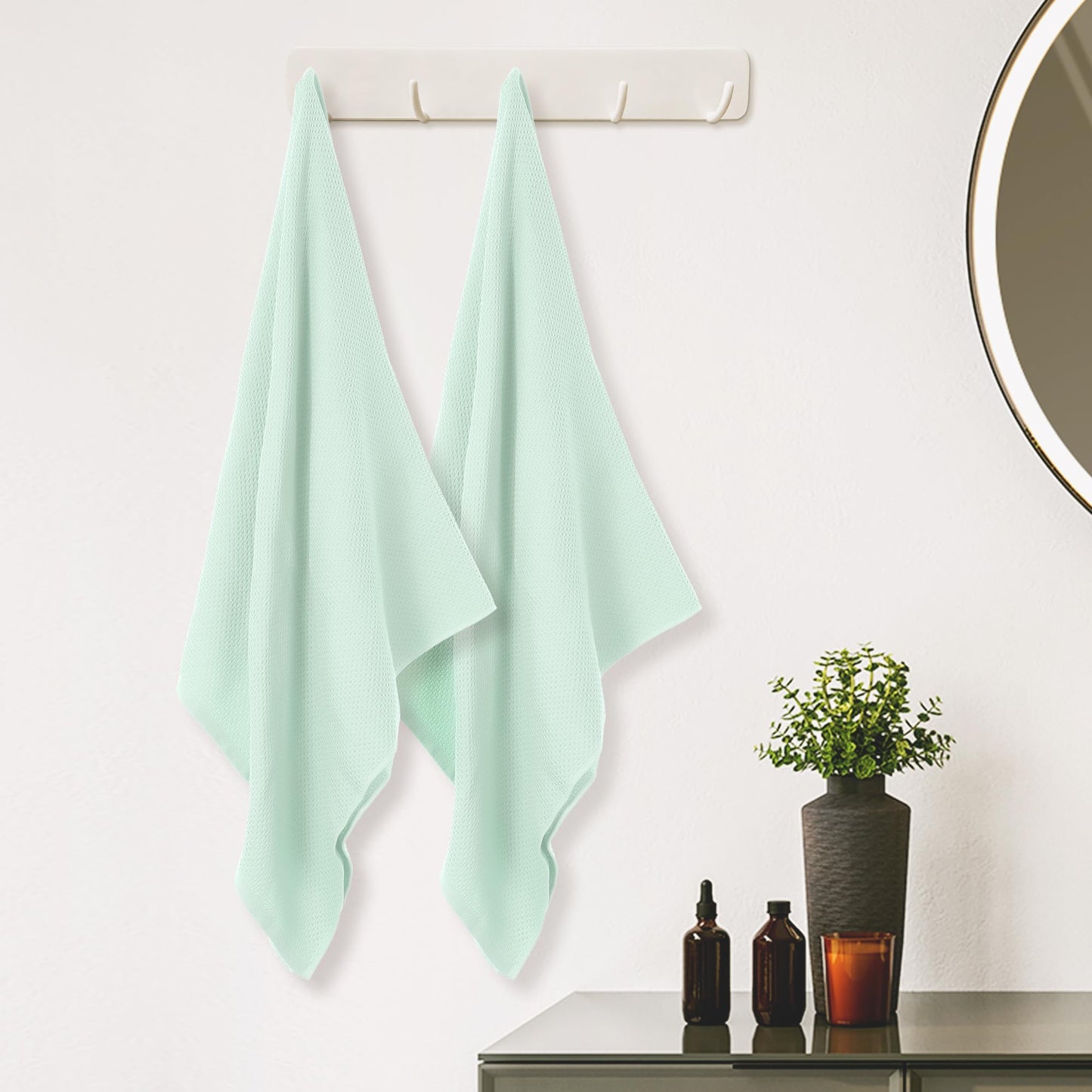 Uxcell Cotton Waffle Quick Dry Bath Towels 2 Pack for Bathroom Gym SPA